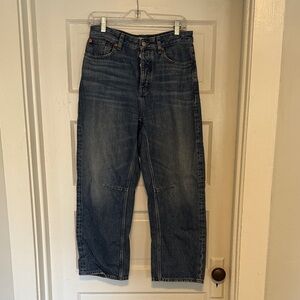 Madewell Barrel Relaxed Fit Dark Blue Jeans